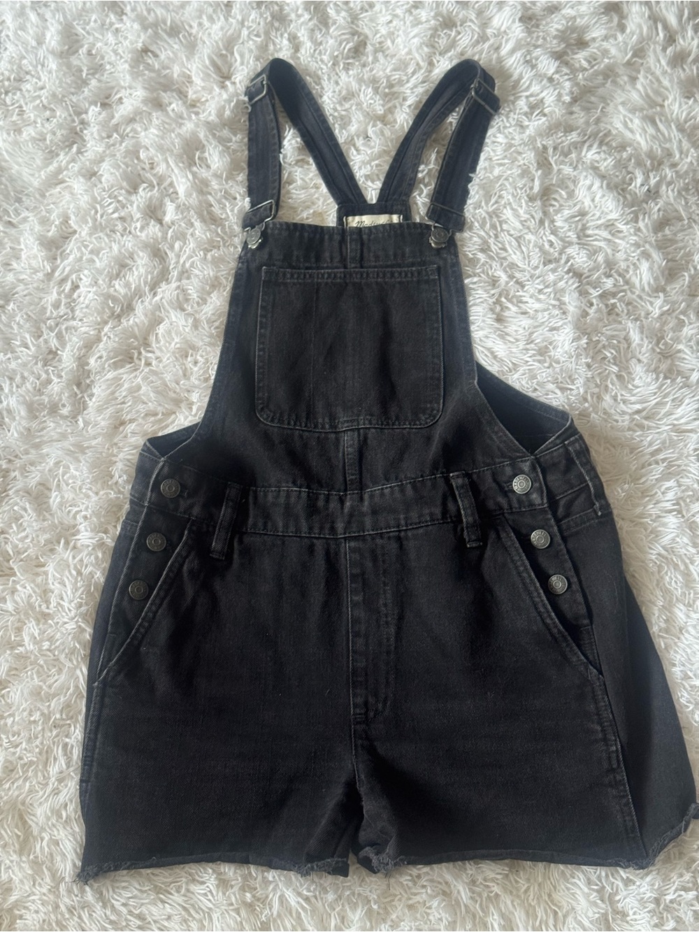 Madewell Black Denim Short Overalls
